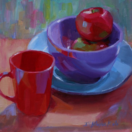 APPLES IN A PURPLE BOWL